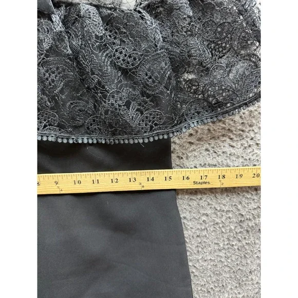 Self-Portrait Lace & Bow Accent Mock Neck Mini Shift‎ Dress Black Womens Size 6 - Picture 9 of 16